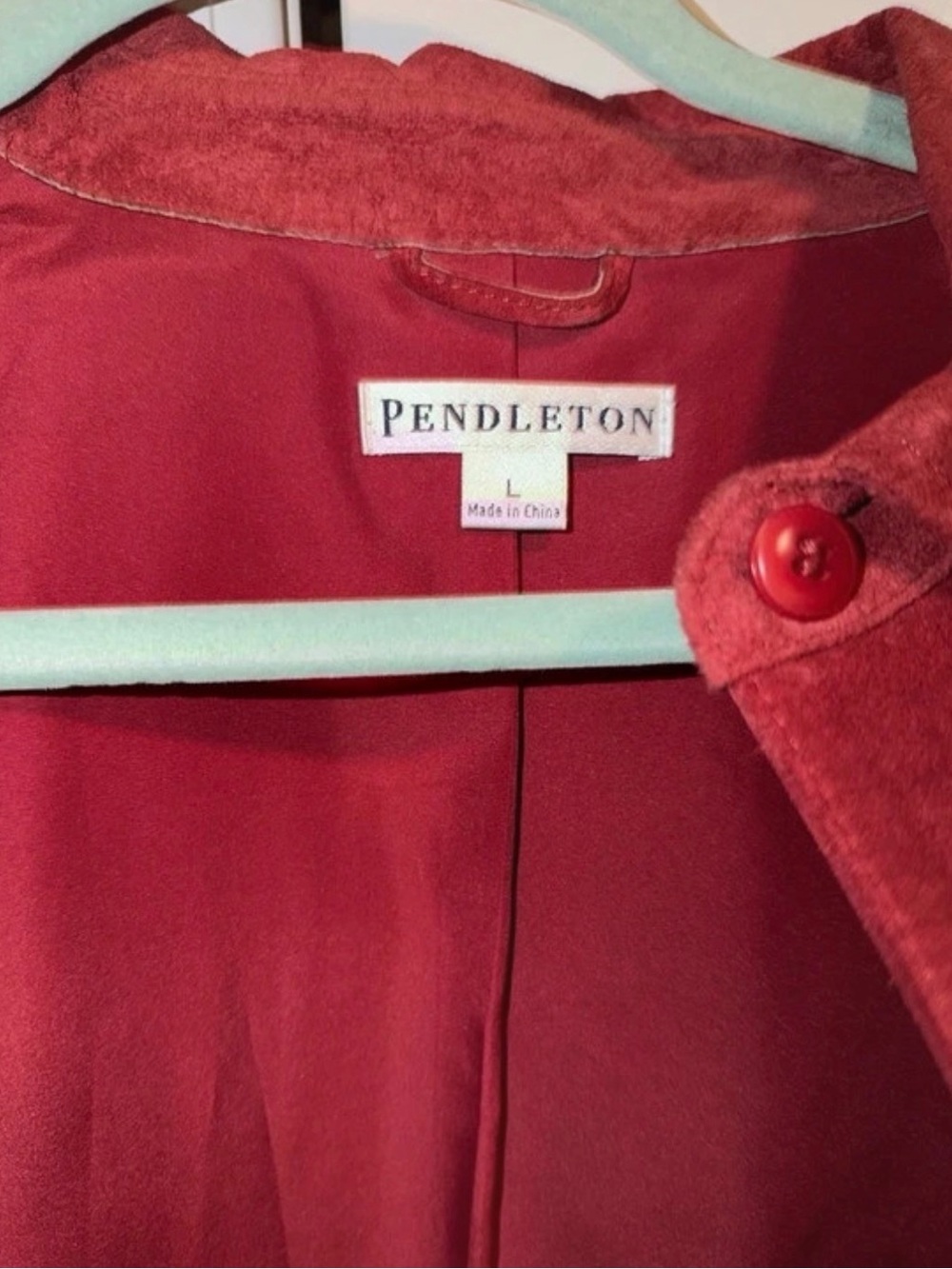 Pendleton Red Suede Button-Front Jacket - Picture 2 of 5